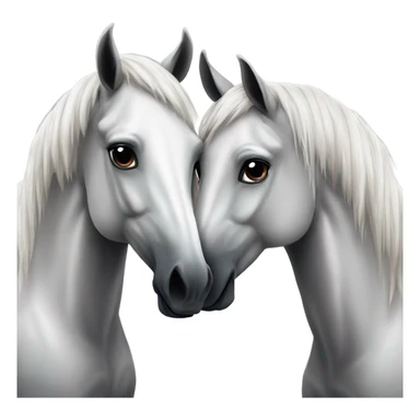 2 grey horses kissing sticker