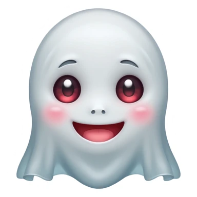 little cute ghost is smiling with blushed face, only face cute animie eyes sticker