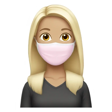 blonde girl with a light pink face mask on  sticker