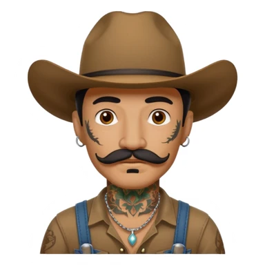 mustached cowboys with tattoos  sticker