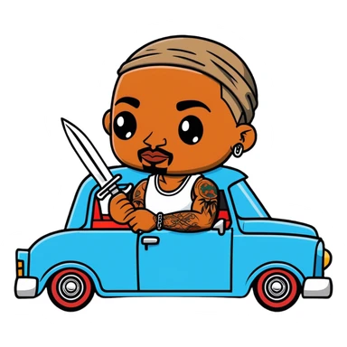 Tupac muñeco chucky tatuajes cuchillo carro lowrider  sticker