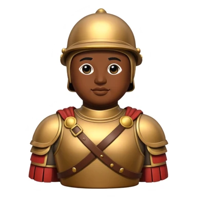 Botero Bronze Roman Soldier Landmark Emoji – Showcasing a stylized, rounded bronze Roman soldier sculpture. sticker
