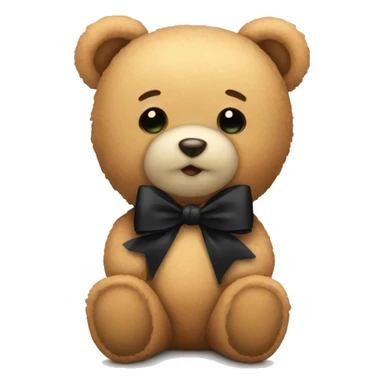 Cute teddy bear with black bow sticker