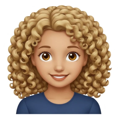 dark blonde girl with 3b curls and brown eyes smiling  sticker