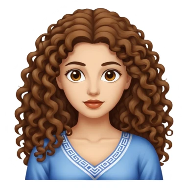 attractive Greek woman with long curly hair and light skin sticker