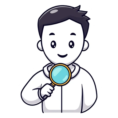 student holding a magnifying glass sticker