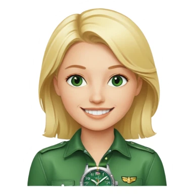 Breitling green faced watch on blonde girl wrait sticker