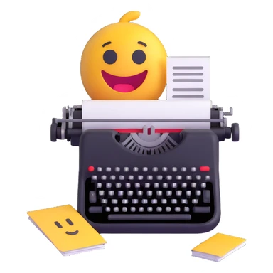 copywriter emoji, typewriter and paper, creative vibe sticker