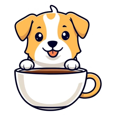 Dog in a coffee cup sticker