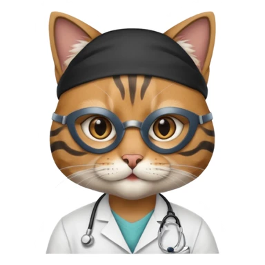 doctor cat, black surgeon mask sticker
