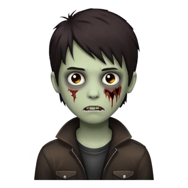 boy zombie with darkish brown emo hair, not so harmed sticker
