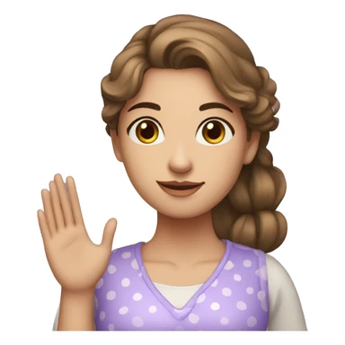 A young woman with lavender kurti white spots saying bye sticker