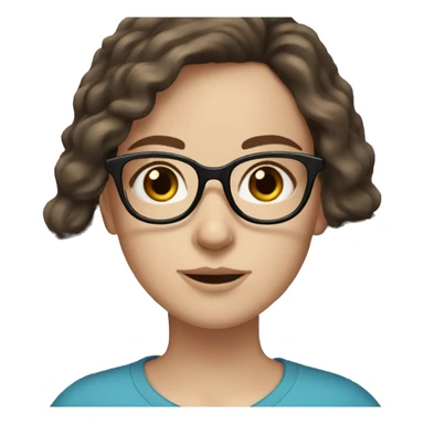 White girl with blue eyes dark brown hair and glasses  sticker