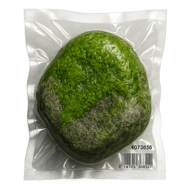 stone with green moss, glossy and puffy sticker