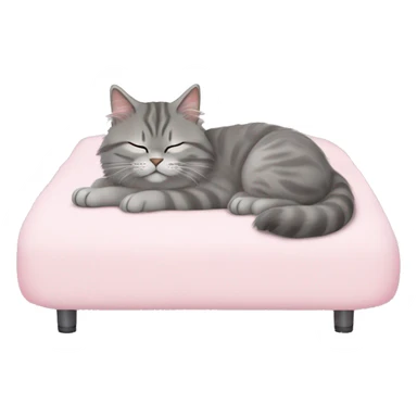 Gray siberian cat sleeping on light pink bed sticker