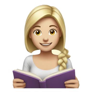 Happy white girl reading a book  sticker