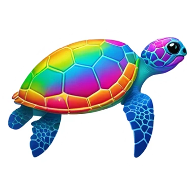 Lisa Frank, rainbow sea turtle with flowers on shell  sticker