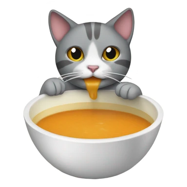 Cat eating soup sticker