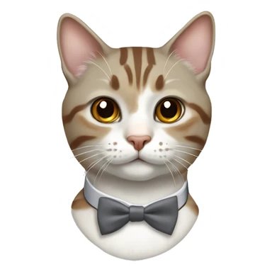 realistic tabby cat gray, white, and very subtle brown with bowtie collar  sticker