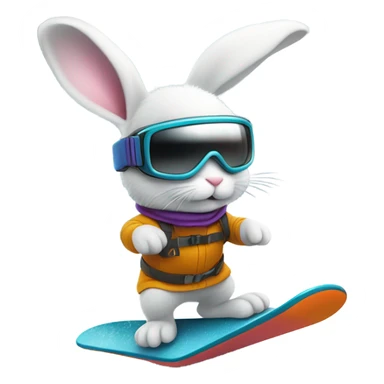 Bunny snowboarding  sticker