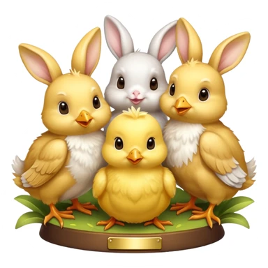 spring trophy with baby chicks and bunnies sticker