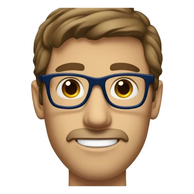 man with brown hair sidepart and blue eyes wearing glasse sticker