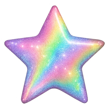 tiny star with a rainbow shimmer, glamorous and stylish, no background sticker