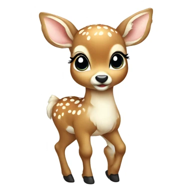 full body baby deer wearing a white bow sticker