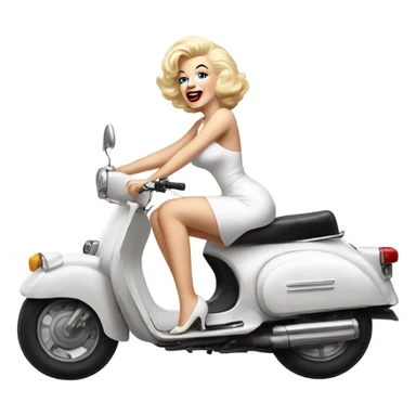 Marilyn Monroe riding a moped in her white dress sticker