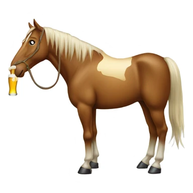 A Horse holding a beer with its len  sticker