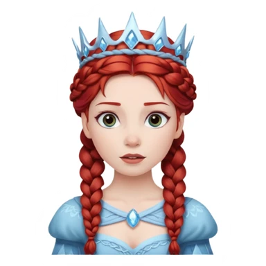 braided hair ice princess with dark crown, red hair sticker