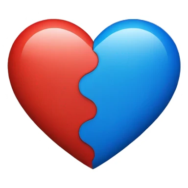 Red heart with the right half blue sticker