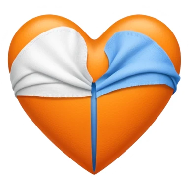 Half blue half orange heart split vertically with a white gauze bandage wrapped around it sticker
