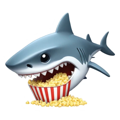 Shark  eat popcorn  sticker