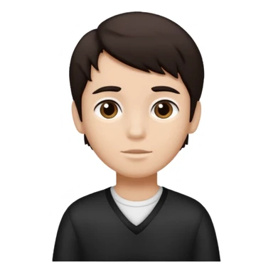 Dark brown hair, black and white skined and is a boy sticker