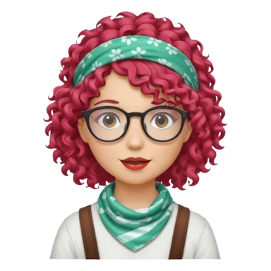 girl with curly  peppermint hair and bandana and glassess sticker
