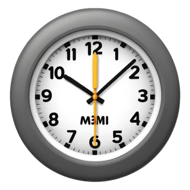 A 3D cartoon clock showing a few minutes before twelve, clean minimal background, Memoji-style. sticker