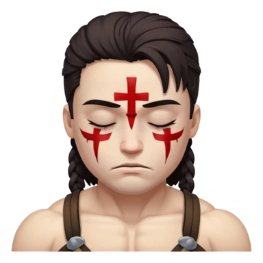 Warrior dead and closed eyes with cross eye sticker