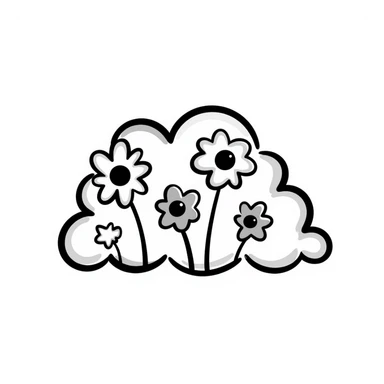 Hand-drawn cloud made of simple flower doodles sticker