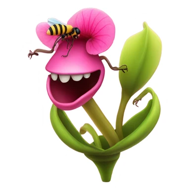 carnivorous plant pink flowers, and bee sticker