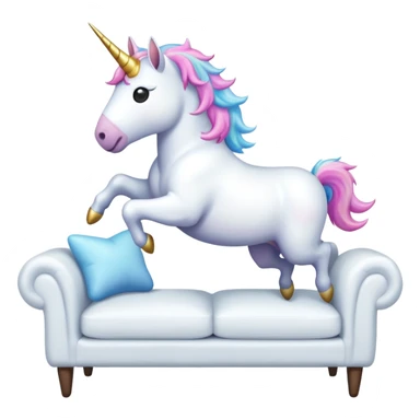 Unicorn jumping on the couch  sticker