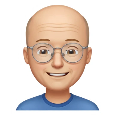 Balding man eyeglasses with eyes closed smiling sticker