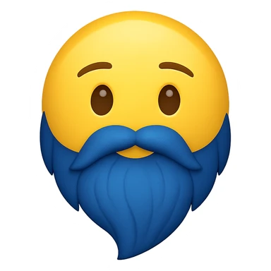yellow face with blue wizard beard emoji, digital illustration, no background sticker