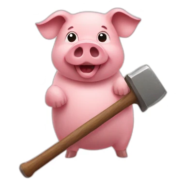 Pig emoji with hammer sticker