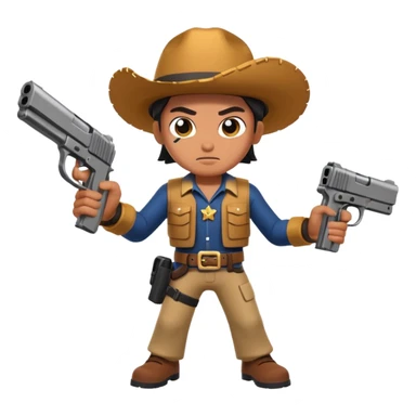 Brawl Stars character with dual pistols sticker