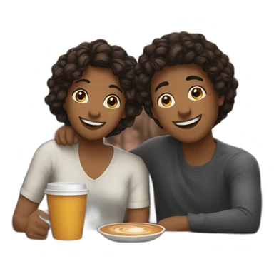 friends reunited at a coffe place sticker