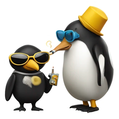 Bee and penguin smoking sticker