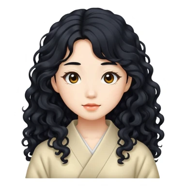 Japanese girl with long curly hair sticker