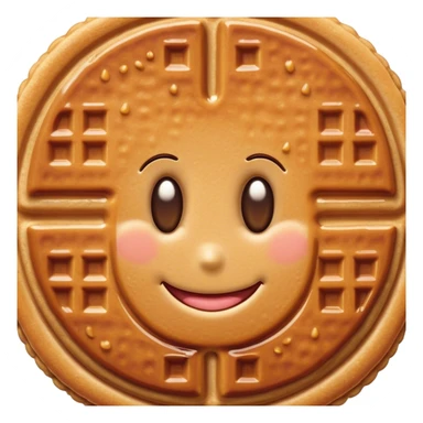 Stroopwafel Cinematic Realistic Stroopwafel Dessert Emoji, depicted as a single, flat, delicate caramel-filled waffle cookie rendered with crisp textures and warm, inviting lighting. sticker