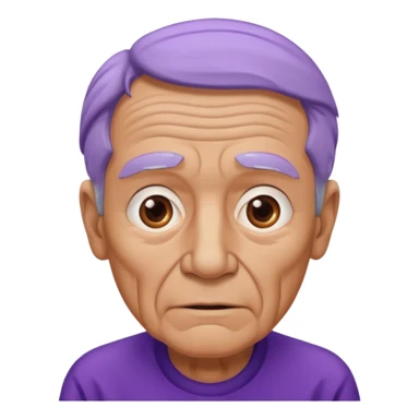 Abuelo hombre con ropa morada, ojos cafés, muchas arrugas sticker